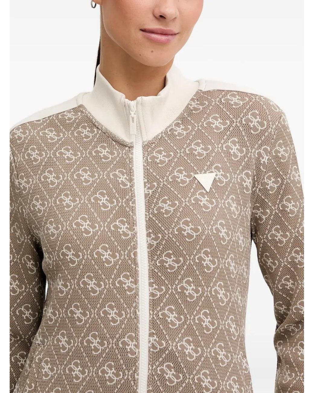 Guess Natural Monogram Zip Sweater