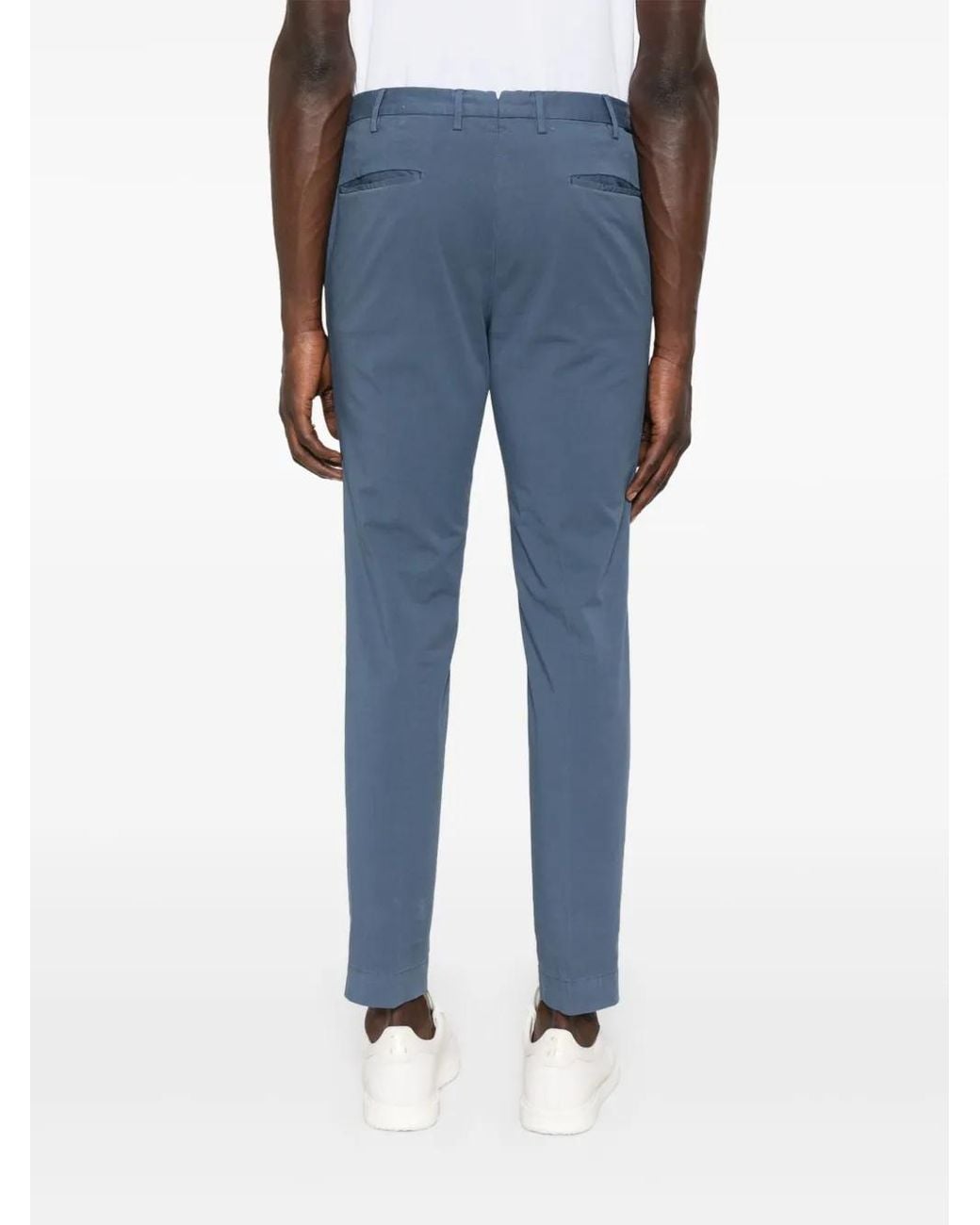 Incotex Blue Stretch-Cotton Trousers for men