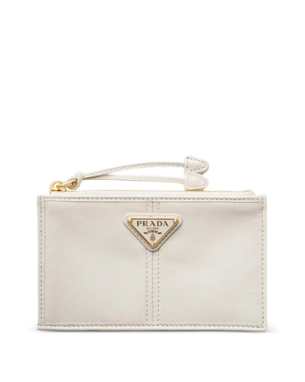 Prada Natural Leather Card Holder With Zipper