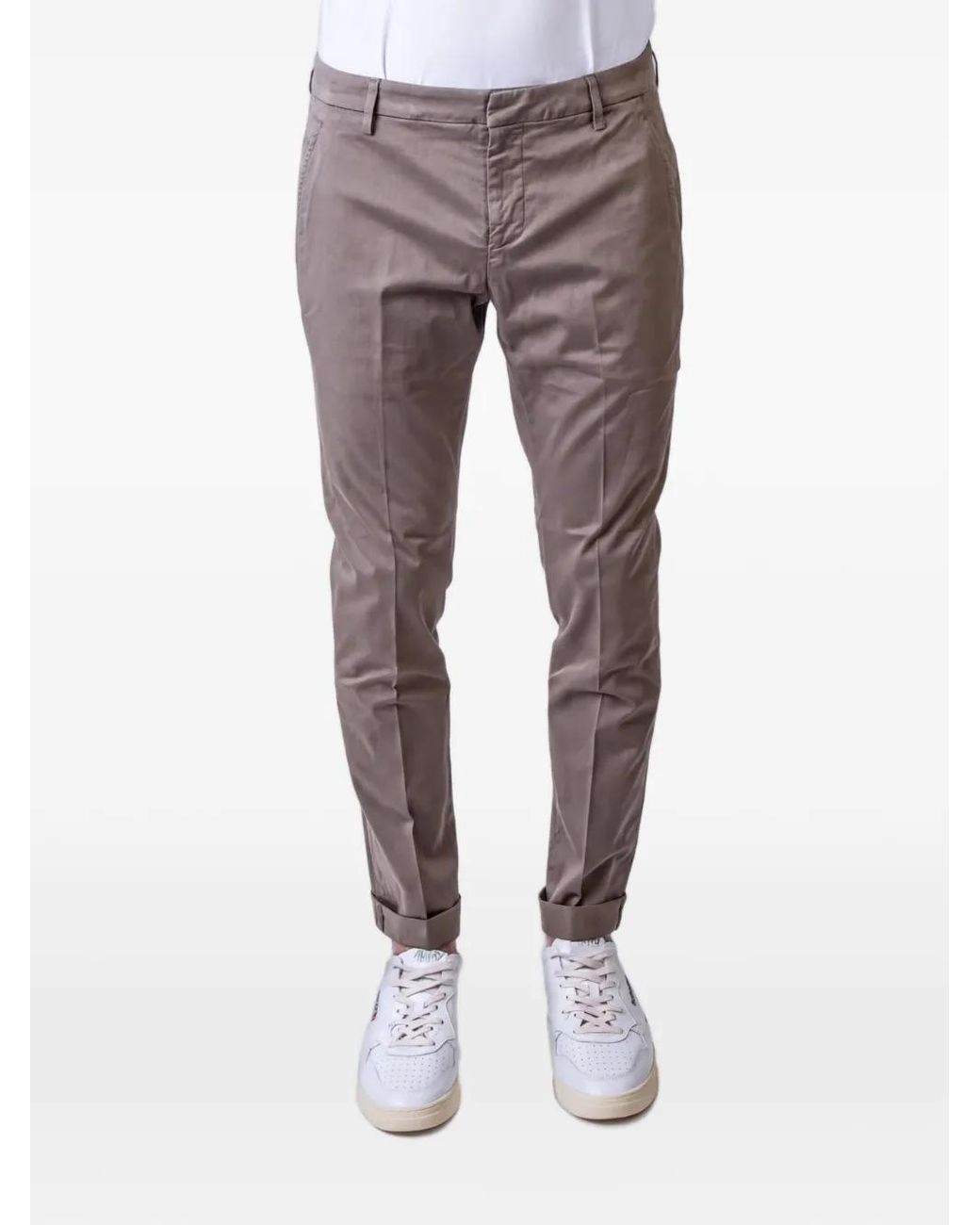 Dondup Gray Gaubert Slim-Fit Turn-Up Trousers for men