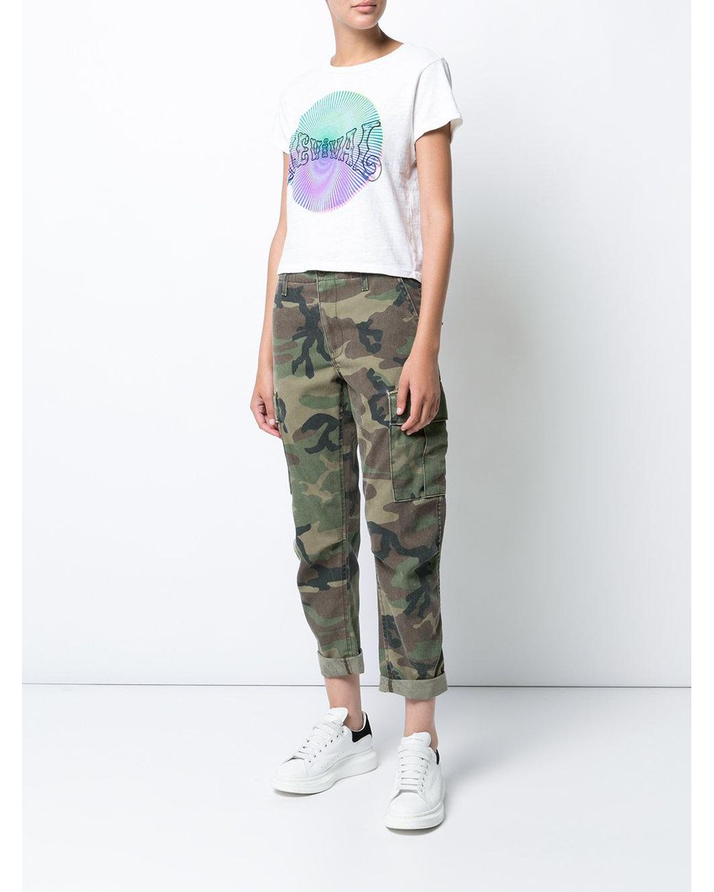 RE/DONE Cotton Camouflage Print Cropped 
