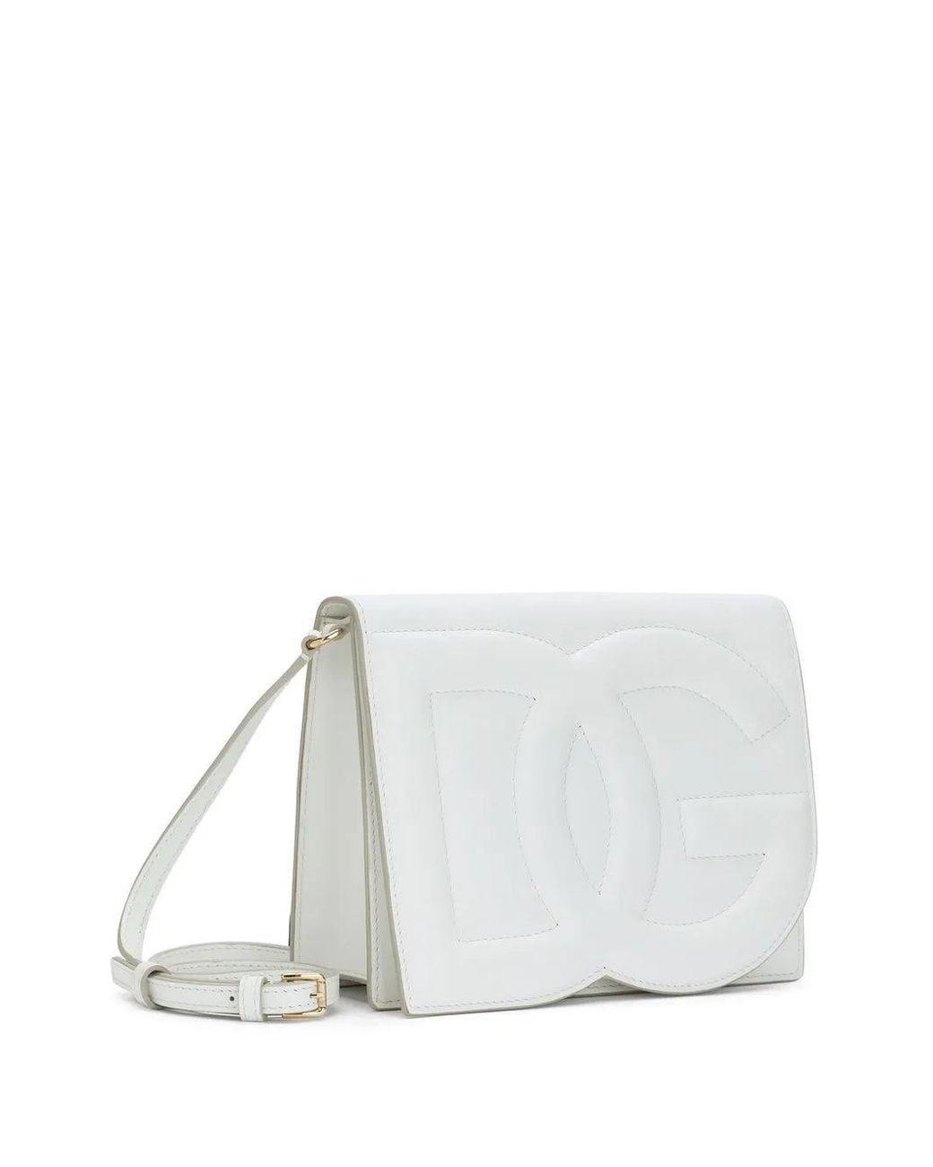 Dolce & Gabbana White Calfskin Dg Logo Bag Crossbody Bag