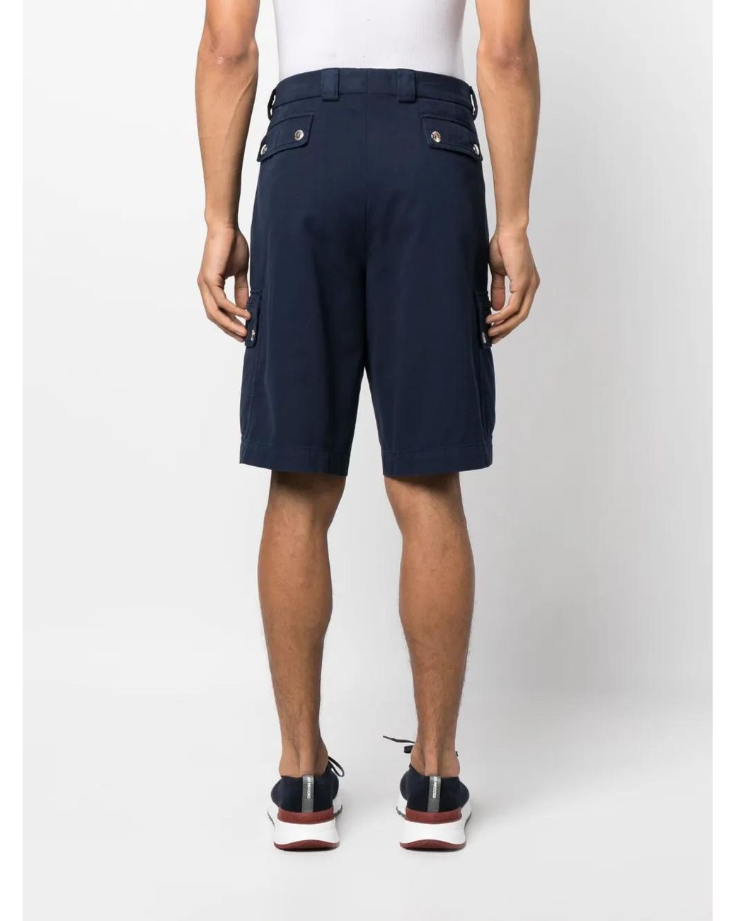 Brunello Cucinelli Blue Straight-Leg Cotton Bermuda Shorts for men