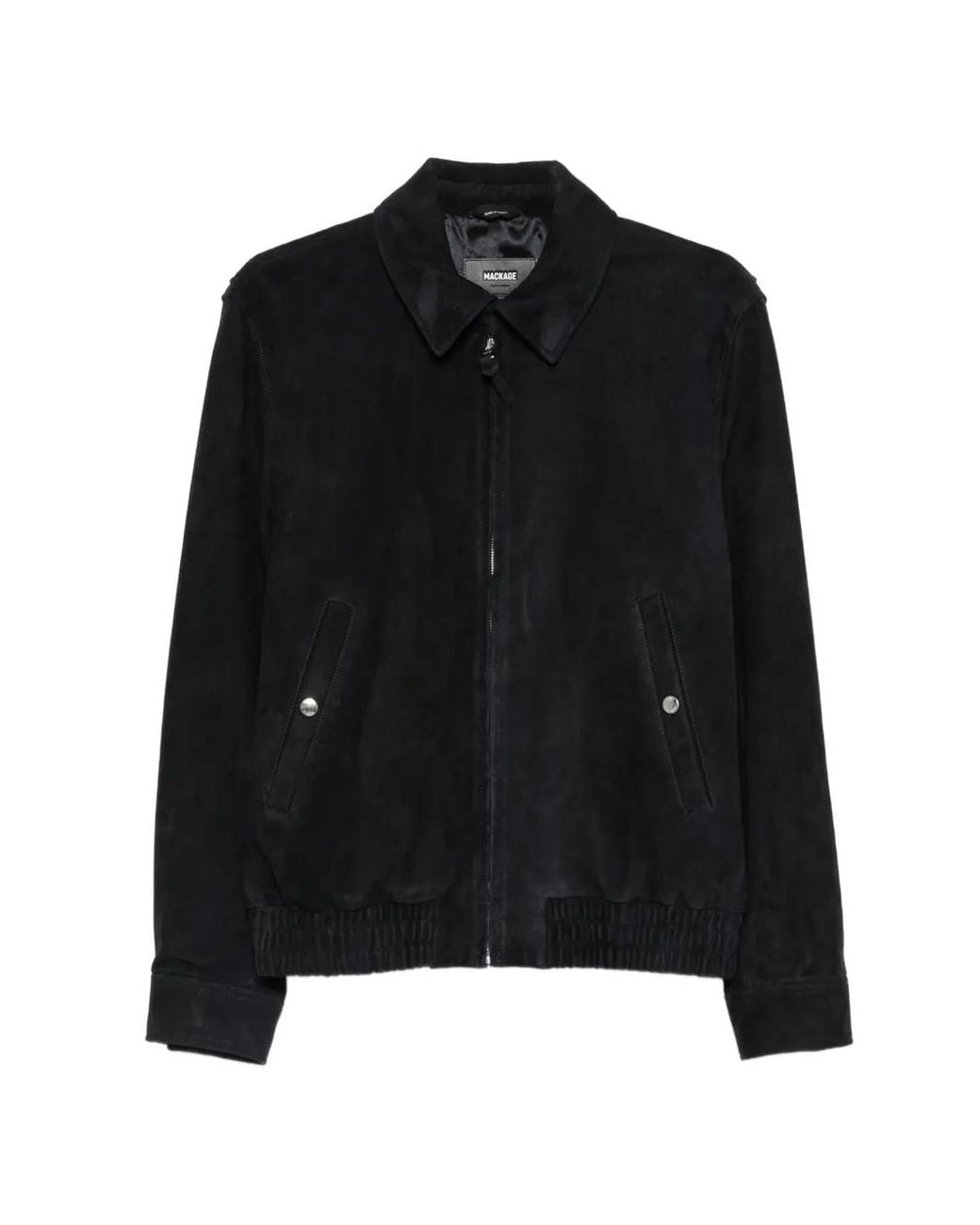 Mackage Black Zip Suede Bomber Jacket for men