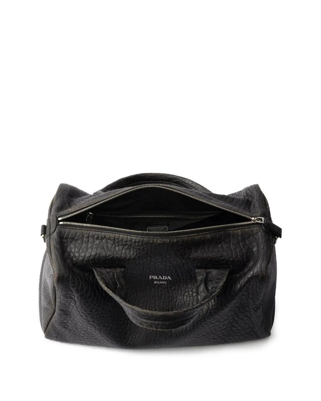 Prada Black Leather Duffle Bag