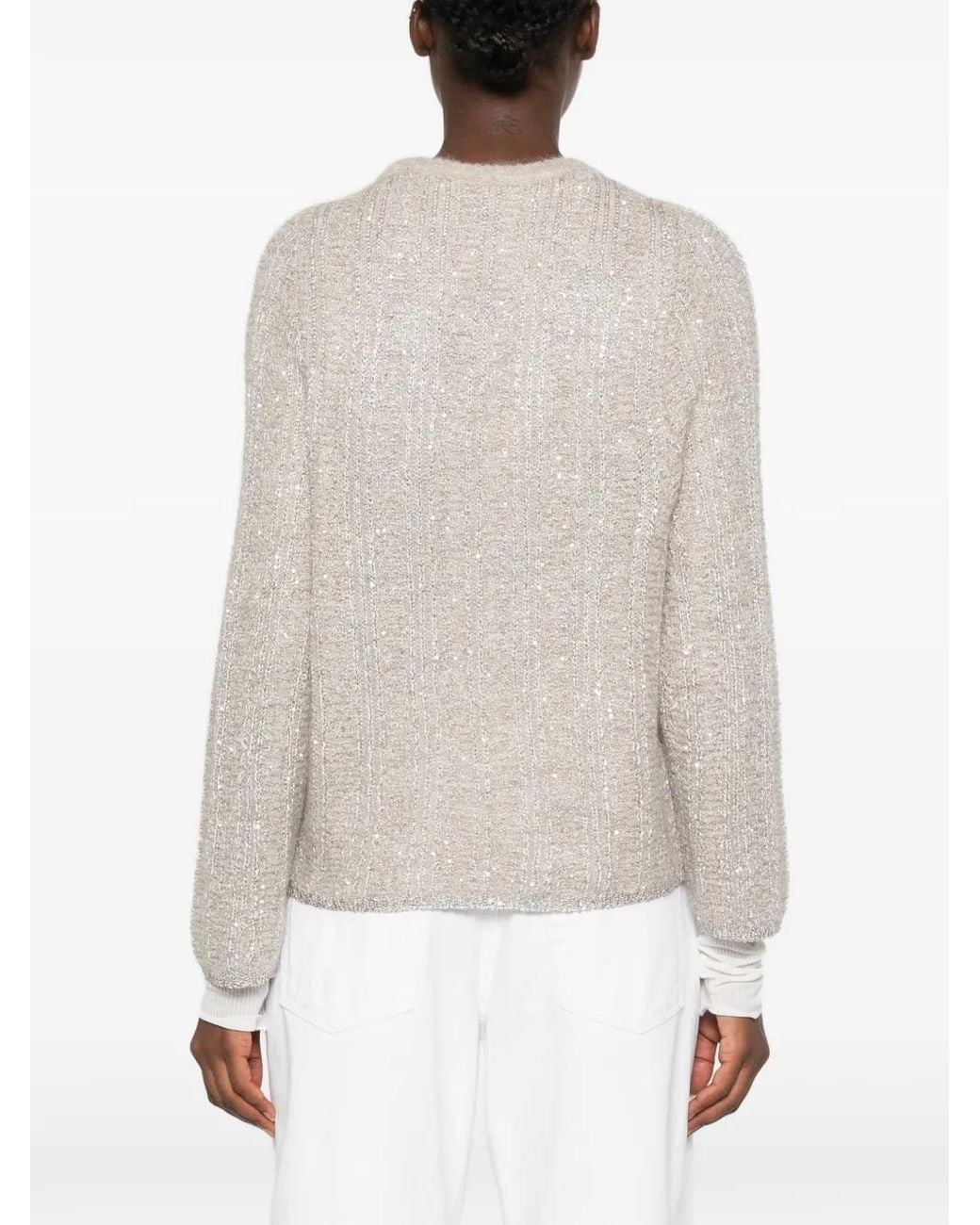 Pull Côtelé À Sequins Panicale en coloris White