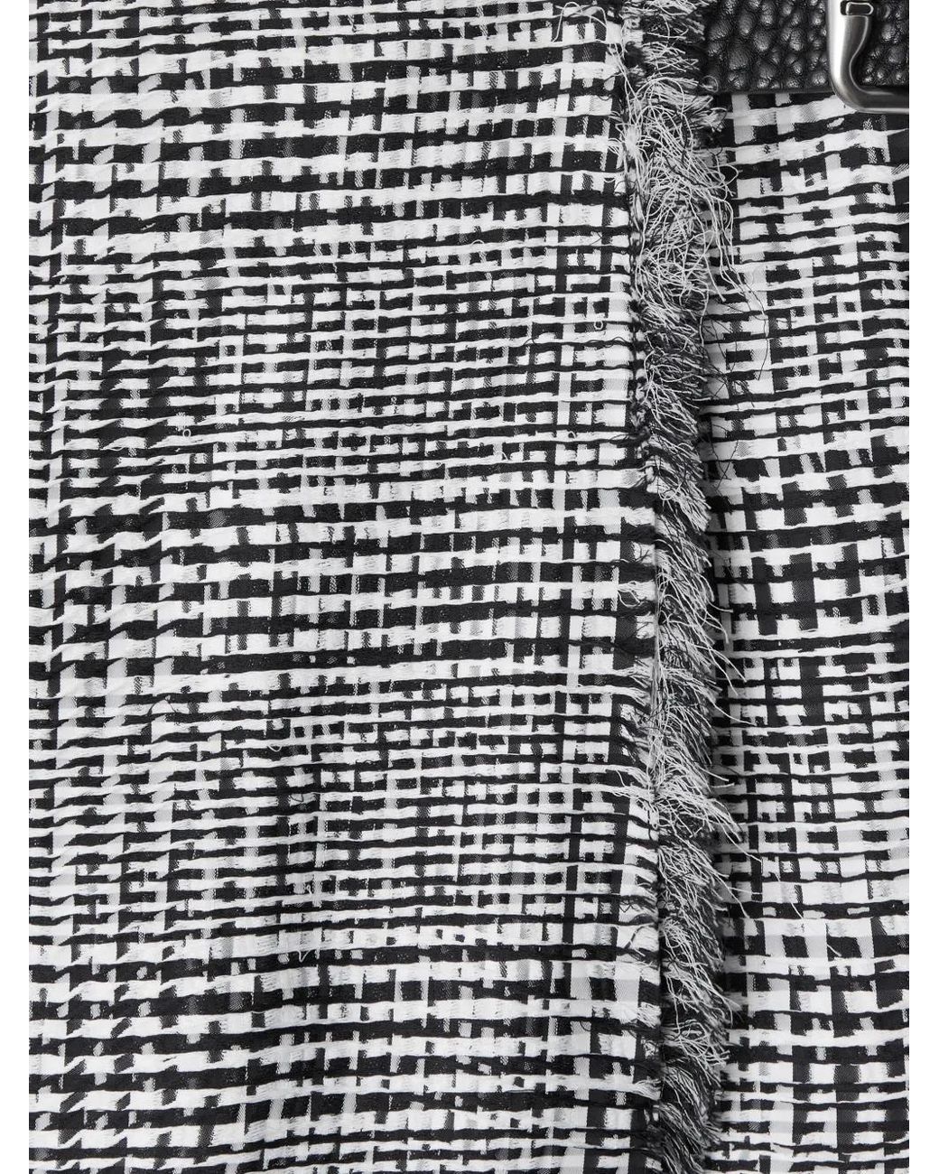 Burberry Gray Plaid-Check Fringed Miniskirt
