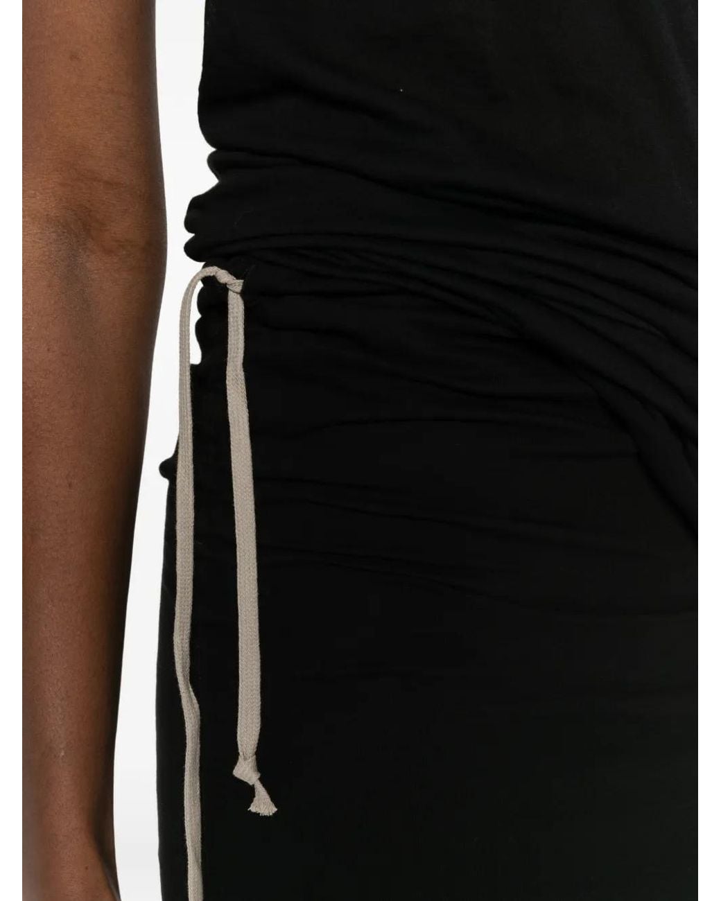 Rick Owens Black Drawstrings Maxi Skirt