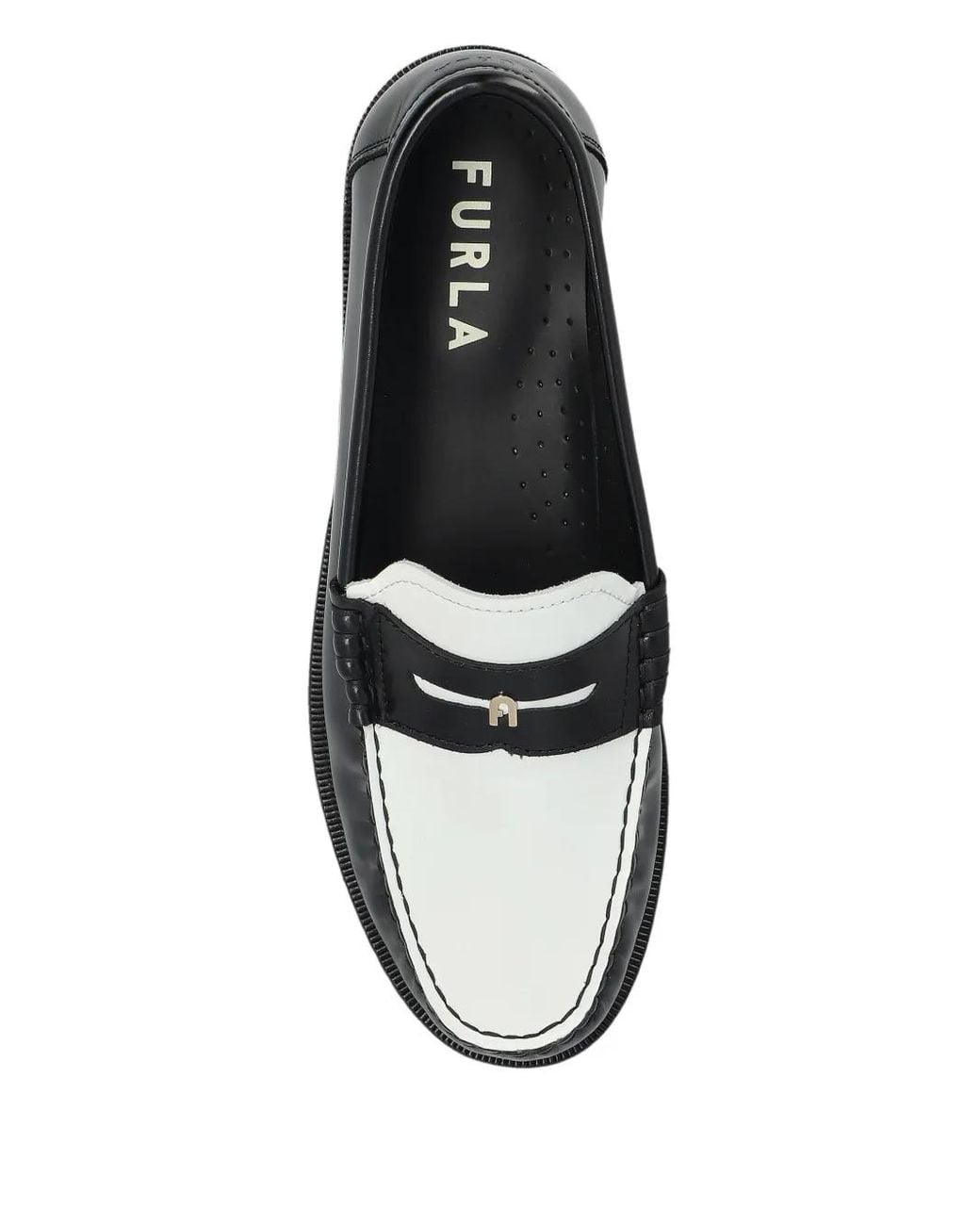 Furla Black Colourblock Leather Loafers