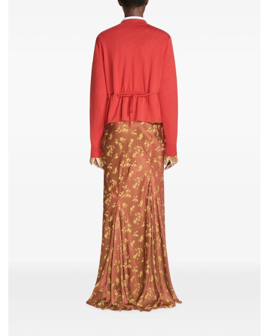 Dries Van Noten Red Cropped Wool Cardigan