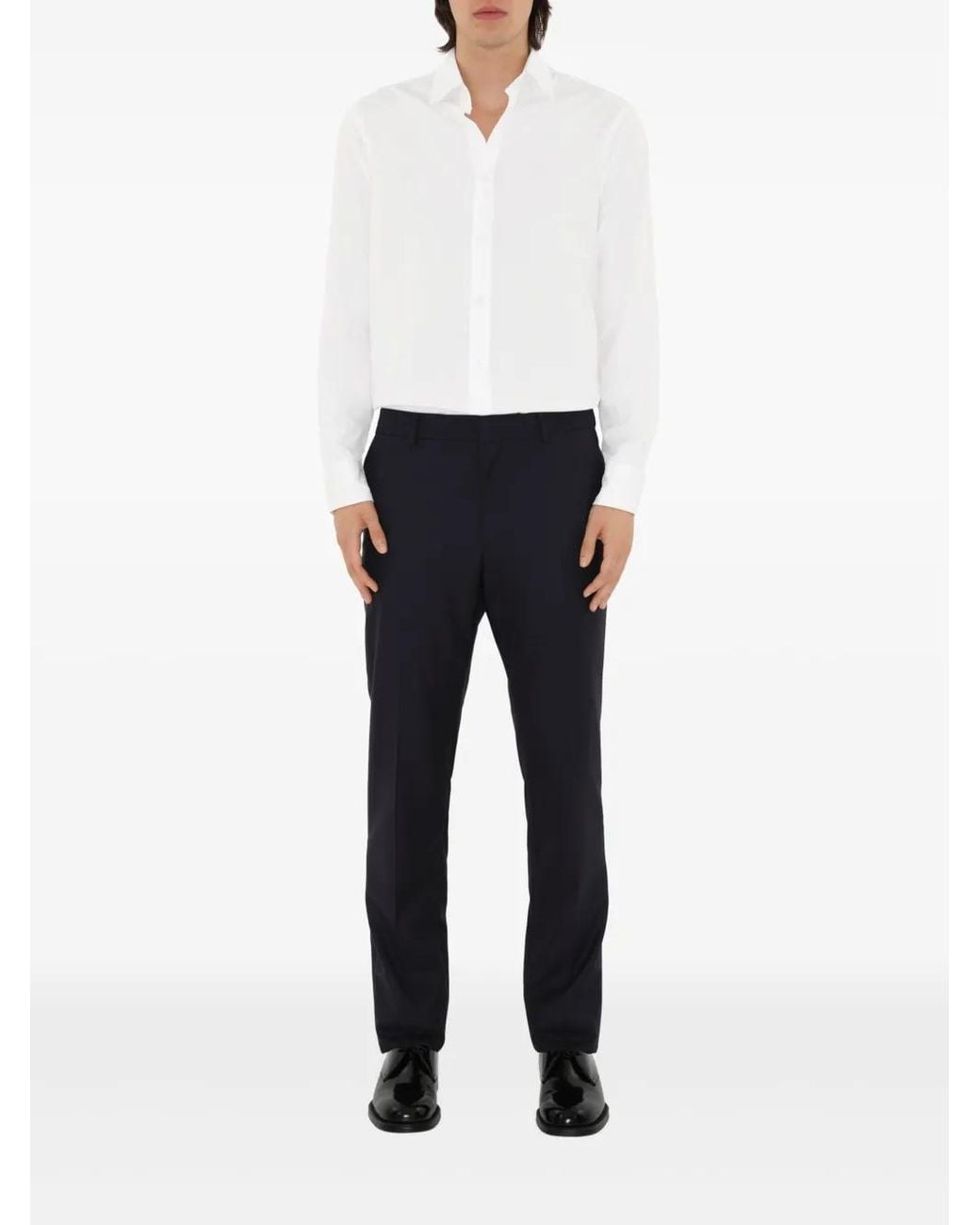 Burberry White Wol Trousers for men