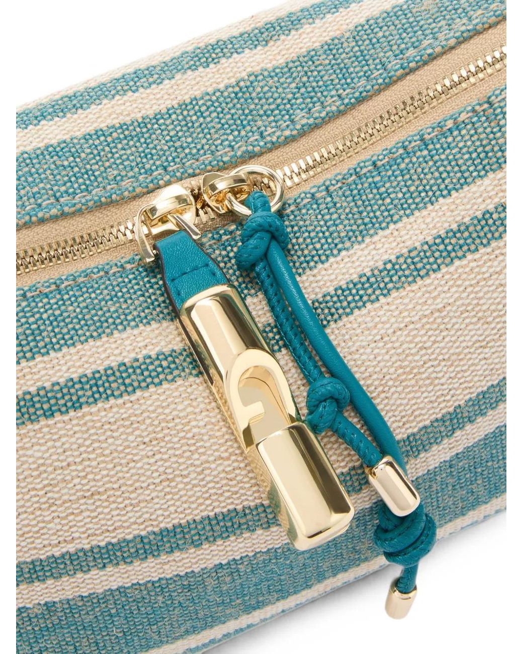 Furla Blue Debby Striped Shoulder Bag