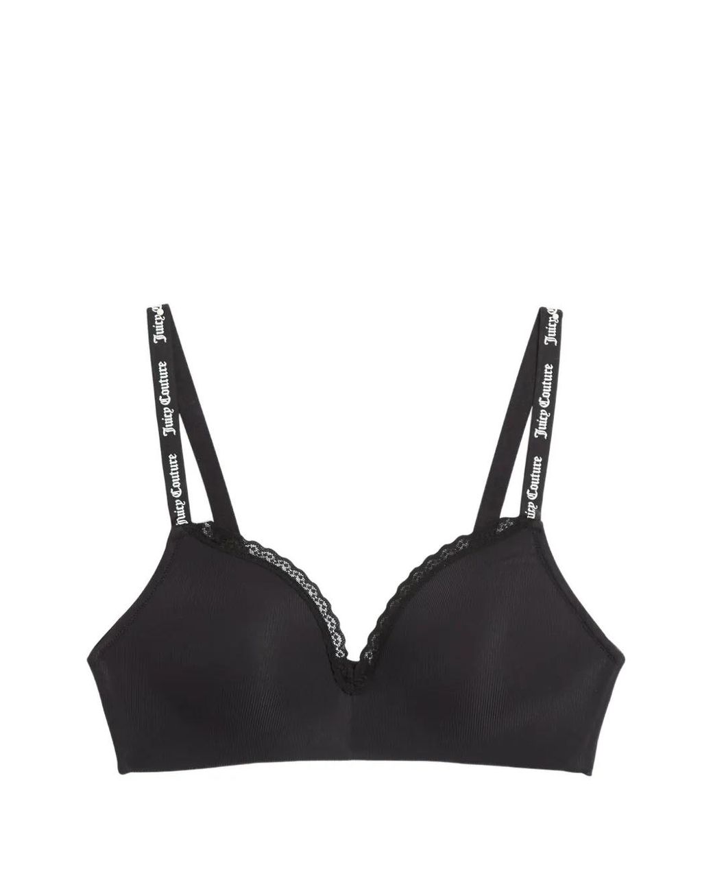 Juicy Couture Black Ribbed Lace-Trim Bralette