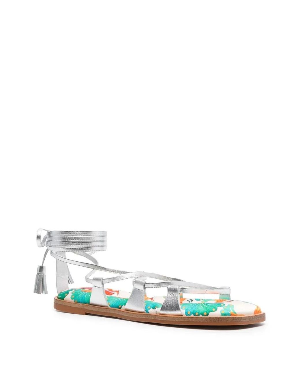 LaDoubleJ Gray Gladiator Flat Sandals