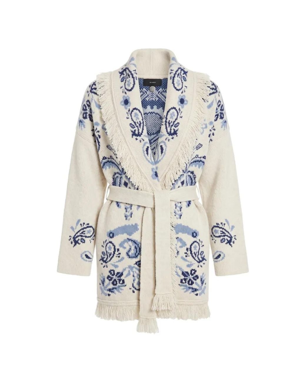 Alanui White Island Roots Foulard Fringed Cardigan