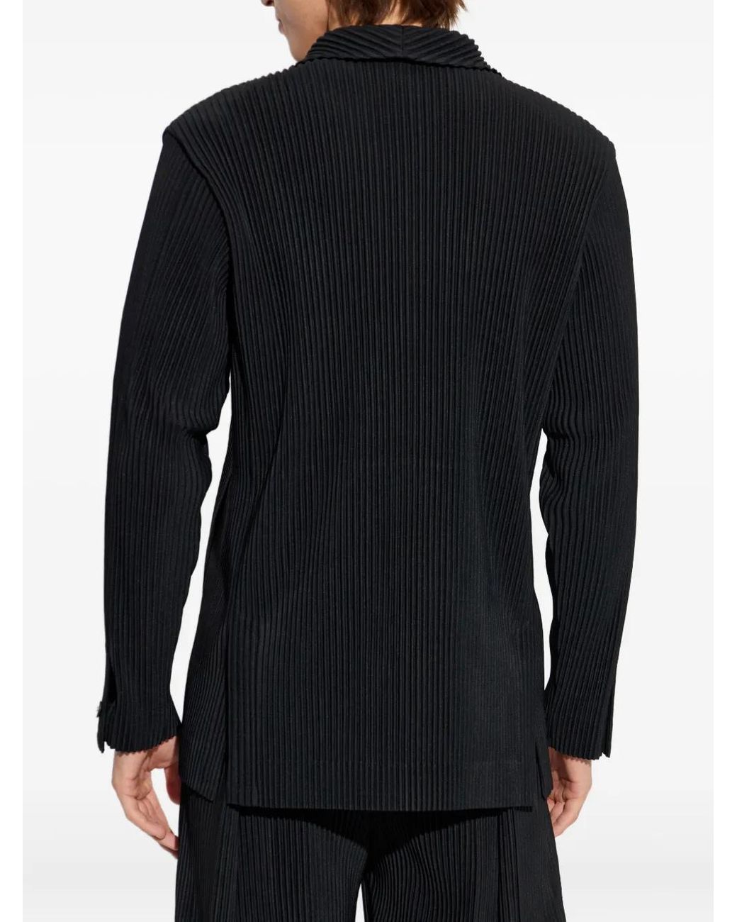 Homme Plissé Issey Miyake Blue Plissé Double-Breasted Blazer for men