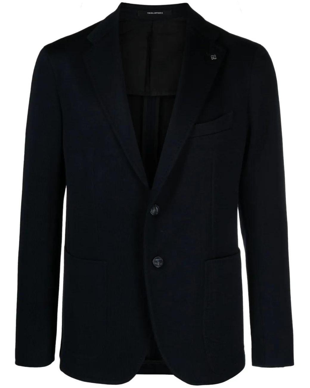 Tagliatore Black Single-Breasted Jersey Blazer for men