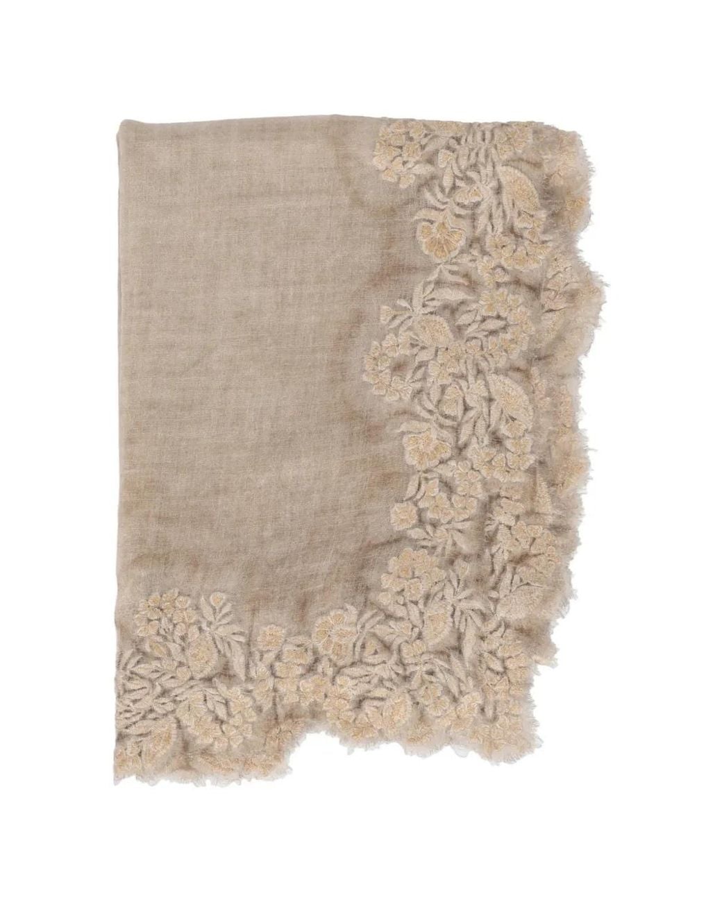 Faliero Sarti Natural Fiorenza Floral-Embroidered Scarf