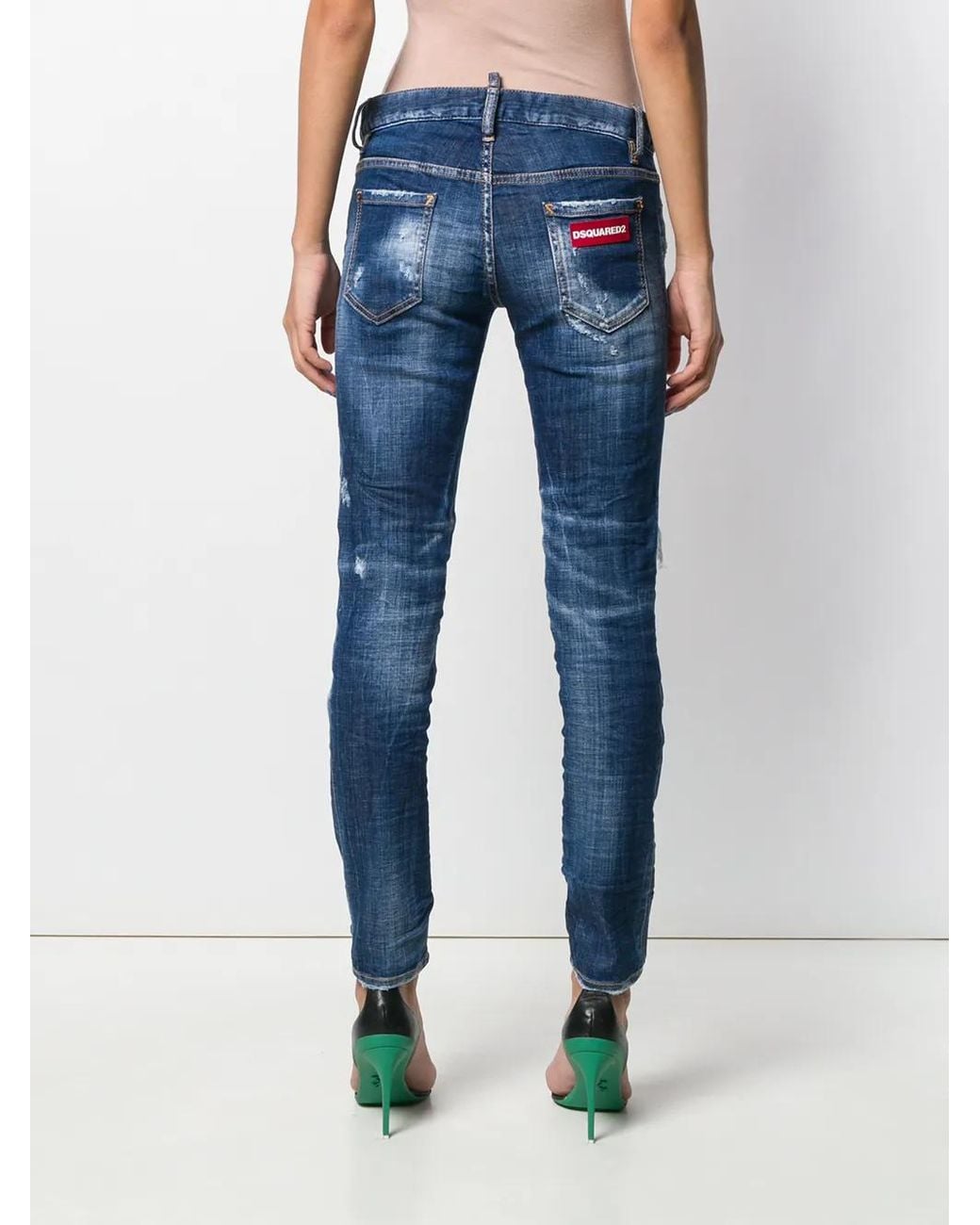 DSquared² Blue Distressed Slim-Fit Jeans