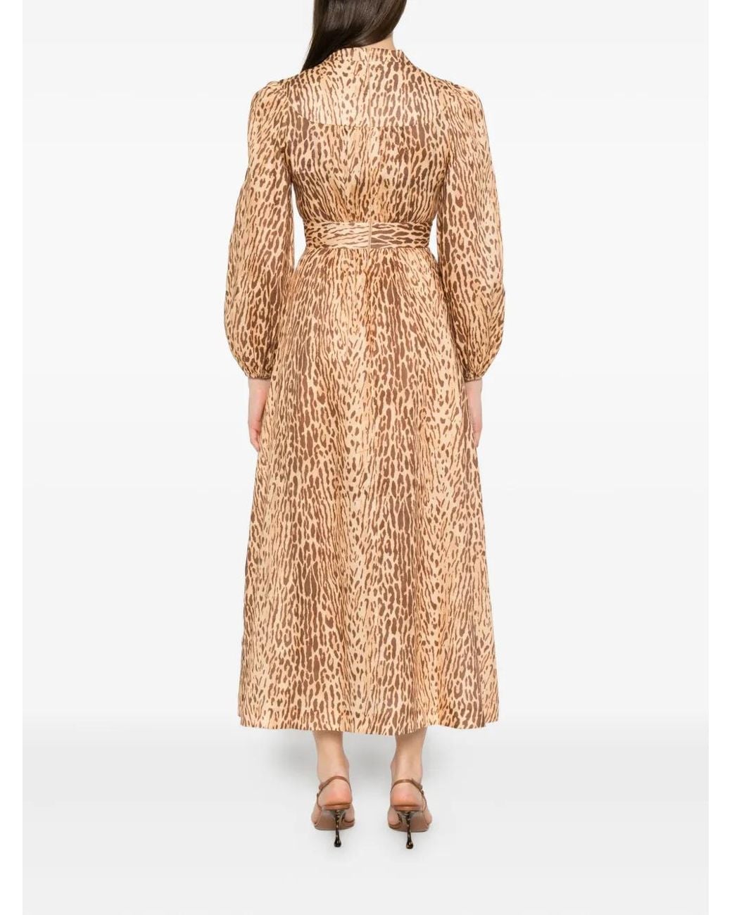 Vestido Con Estampado De Leopardo Y Botones Zimmermann de color Natural