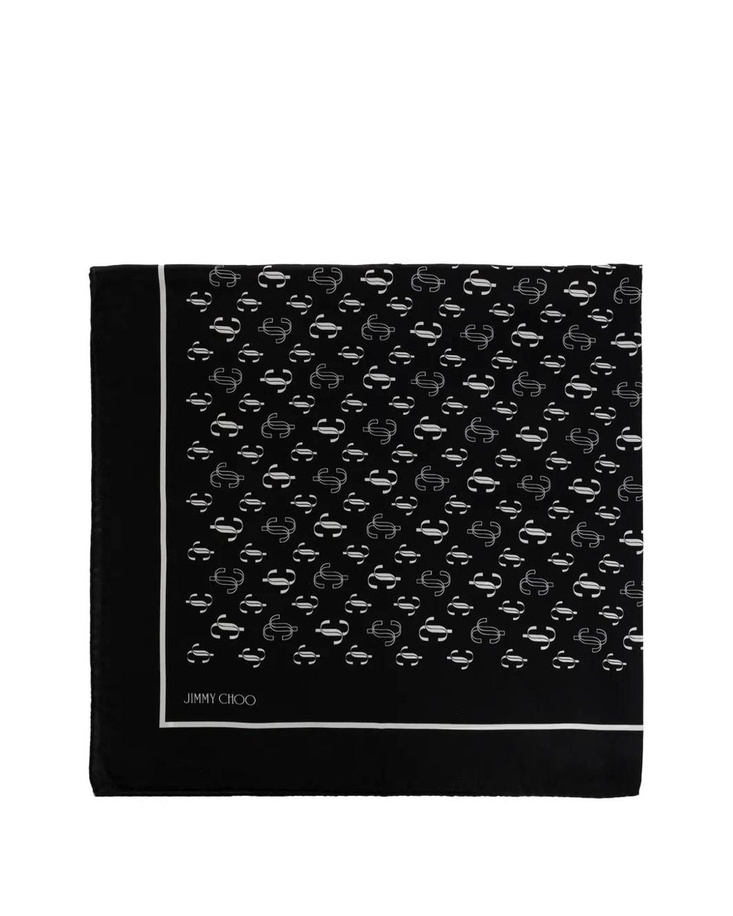 Jimmy Choo Black Logo-Monogram Silk Scarf