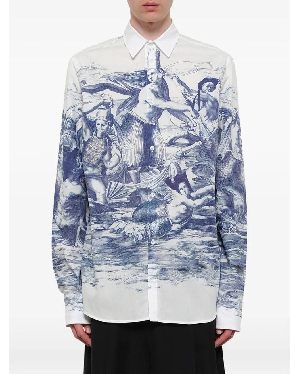 Egonlab Blue Breizh-Print Long-Sleeve Shirt for men