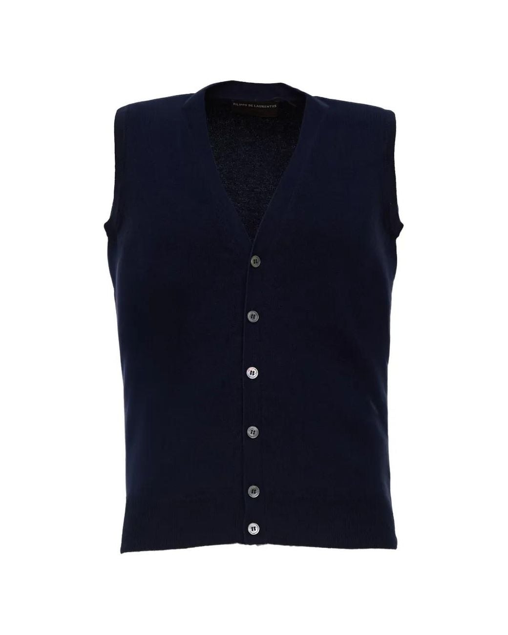 FILIPPO DE LAURENTIIS Blue Button-Up V-Neck Cardigan for men