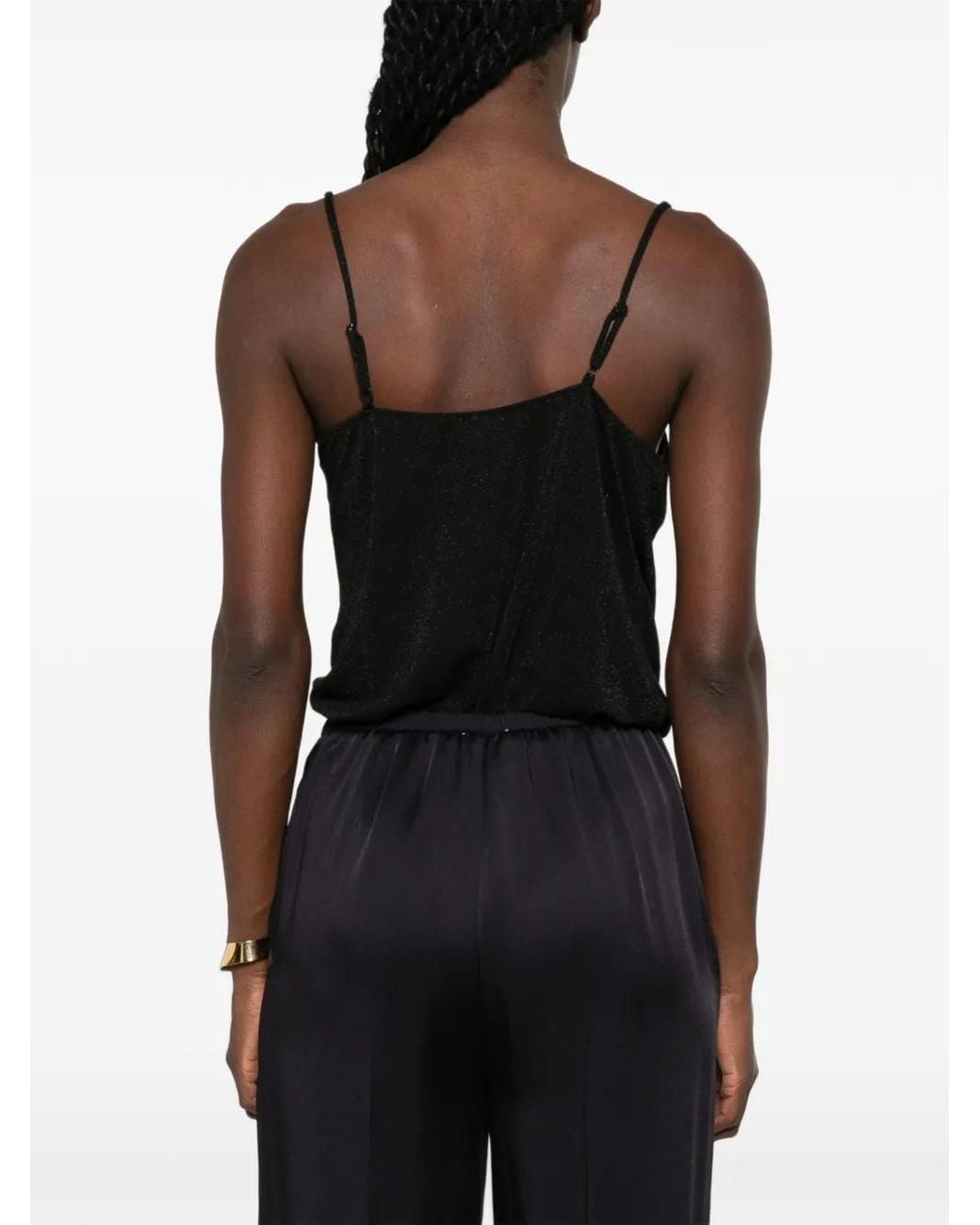 Momoní Black Glitter-Effect Wrap-Style Bodysuit