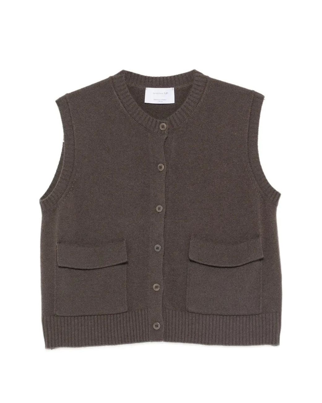 Daniele Fiesoli Brown Button-Up Cashmere Vest