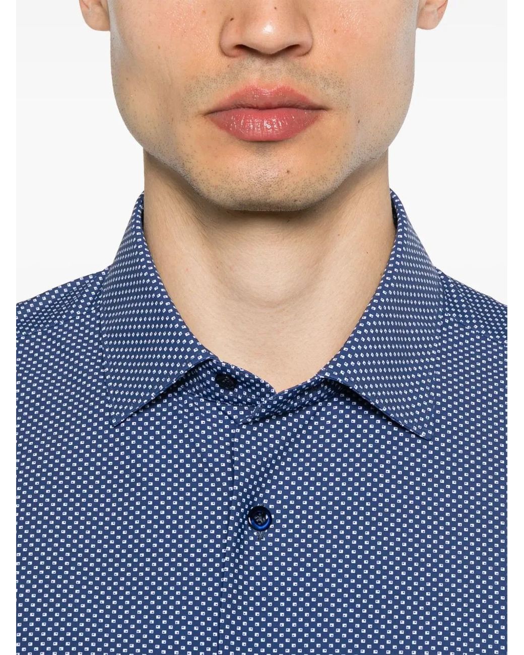 Mazzarelli Blue Printed Shirt for men
