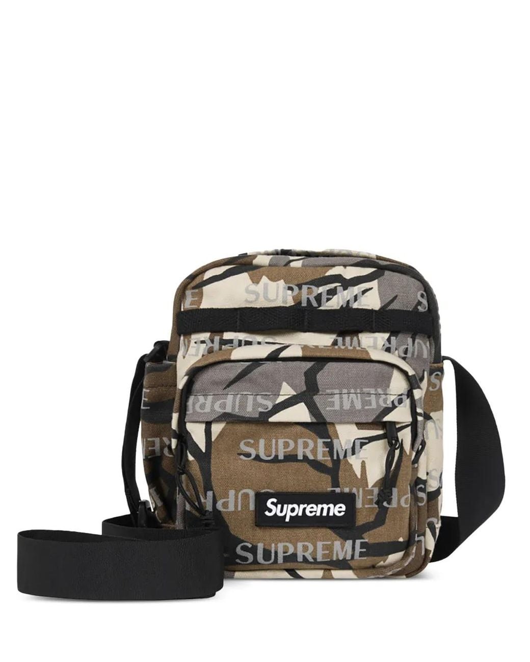 Supreme Black Logo-Pattern Shoulder Bag for men