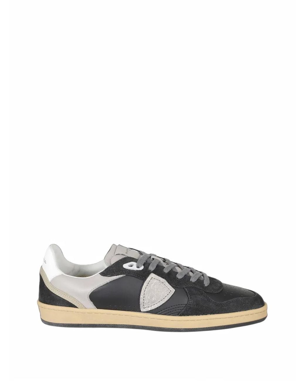 Philippe Model Black Suede-Panelled Sneakers for men