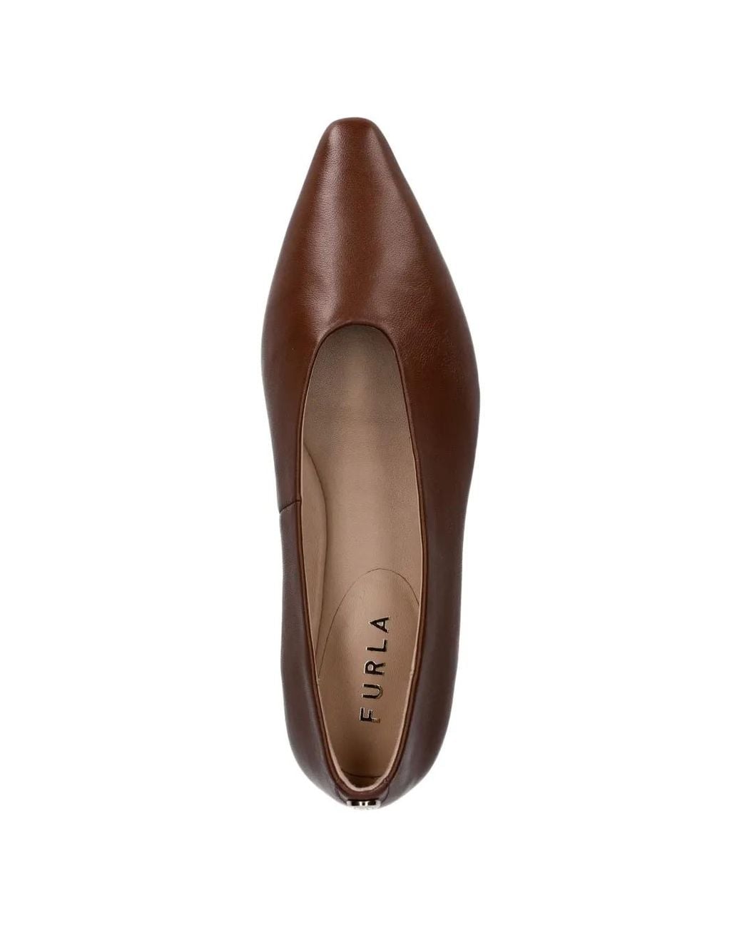 Furla Brown Pointed-Toe Leather Ballet Flats