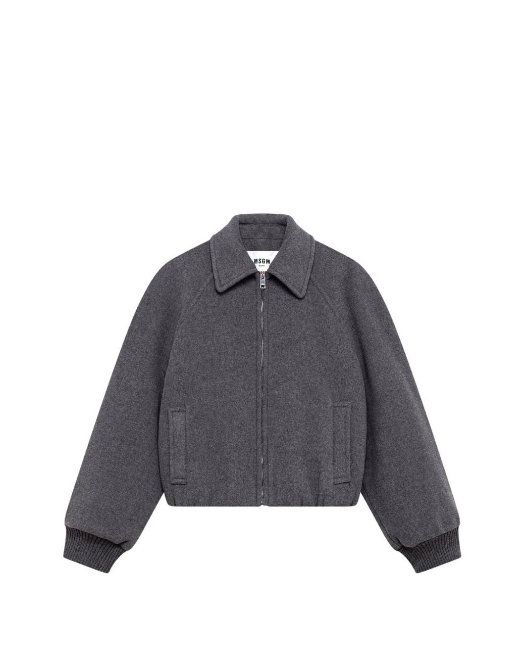 MSGM Gray Zip-Up Raglan-Sleeve Jacket