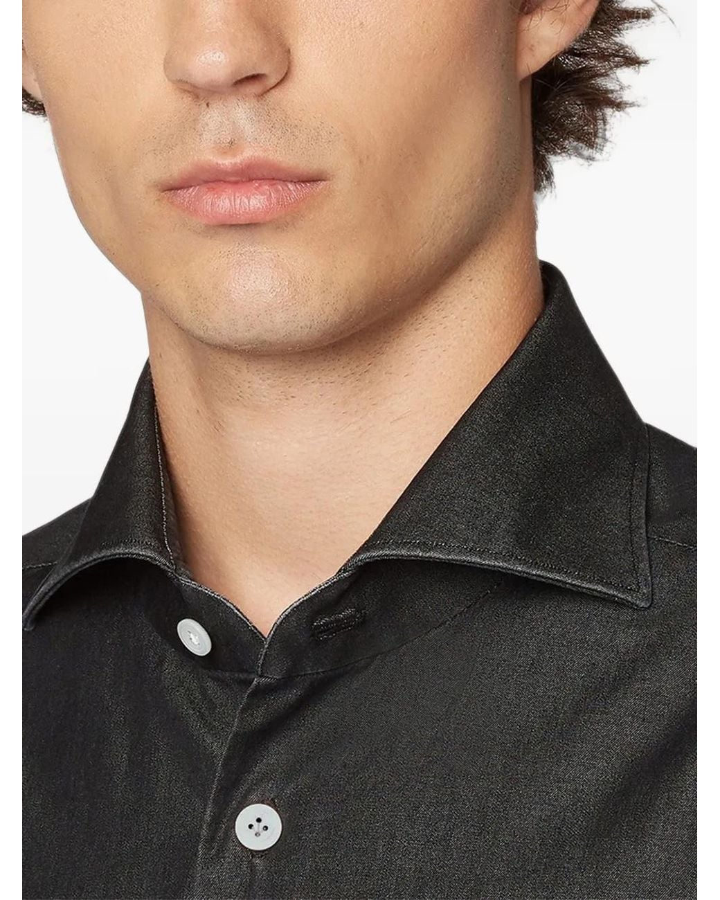Kiton Black Denim Shirt for men