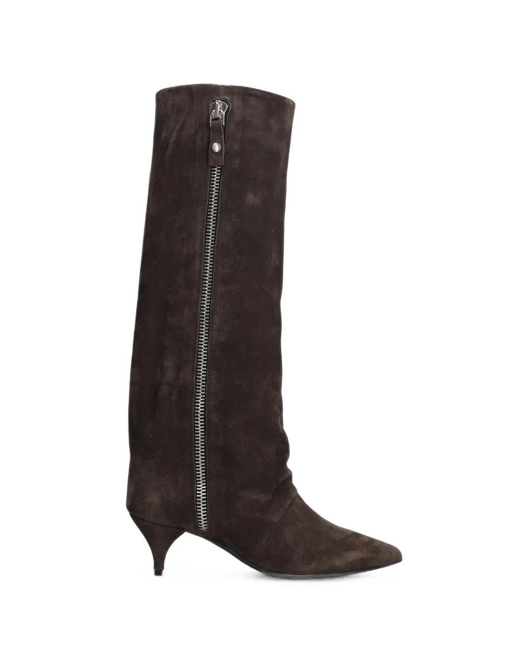 Alchimia Brown Pointed-Toe Zip-Detail Boots