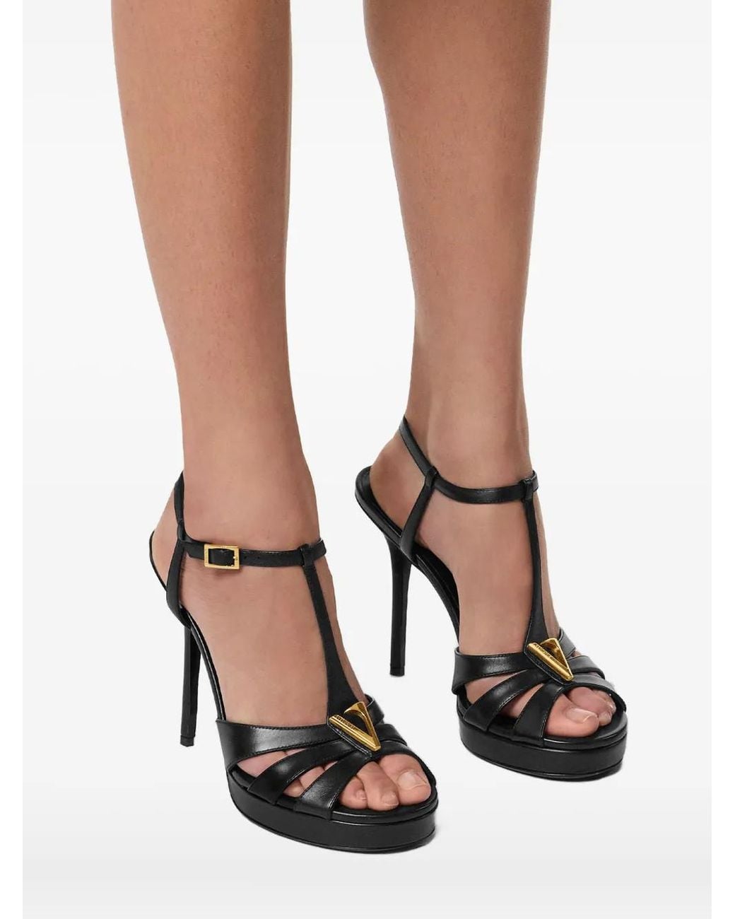 V Sandales En Cuir 120 Mm Versace en coloris Black