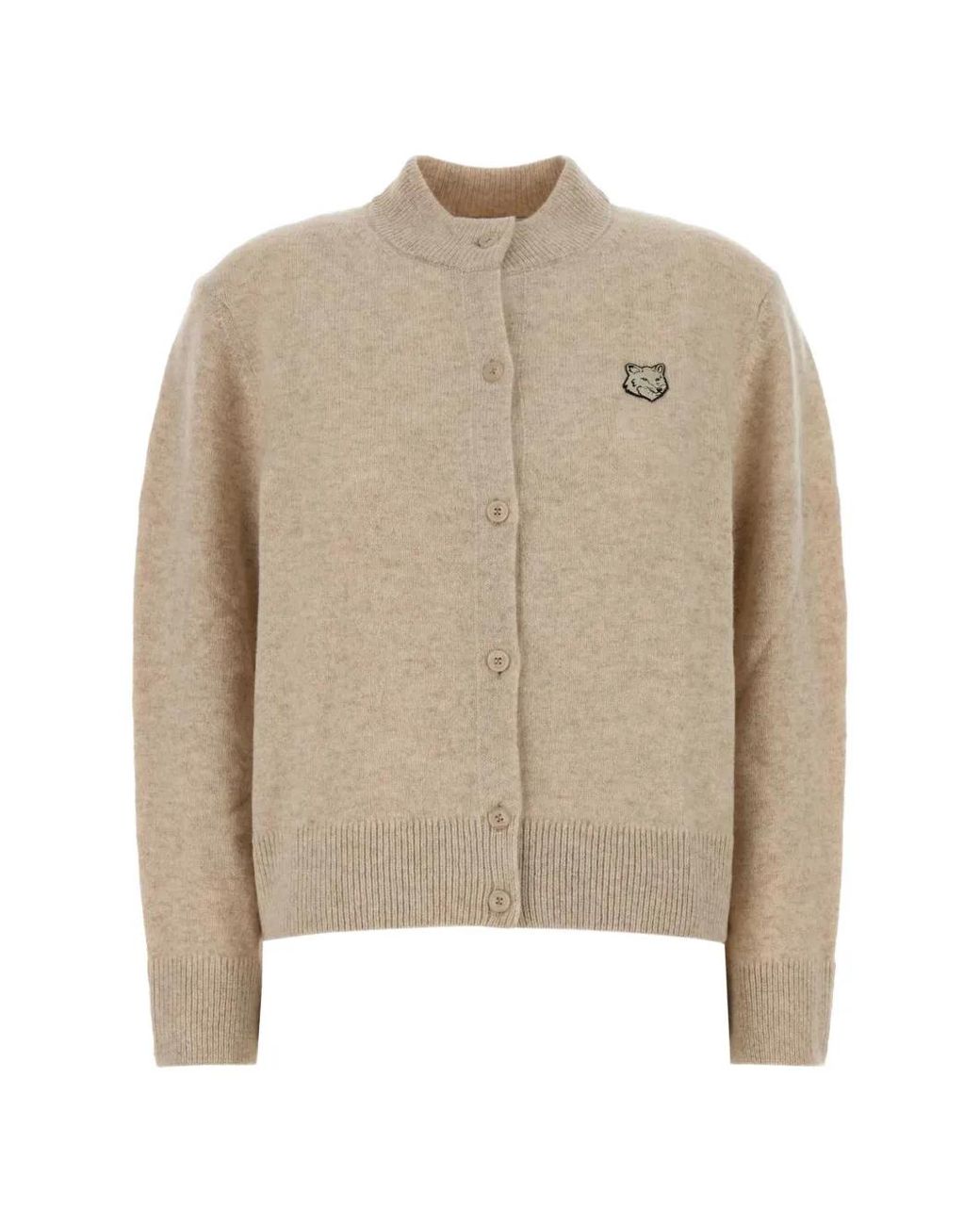 Maison Kitsuné Fox Head Wollen Vest in het Natural