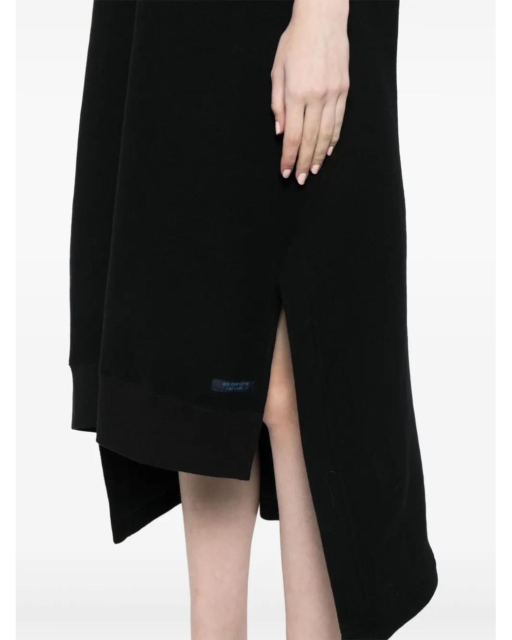 Yohji Yamamoto Black Side-Slit Midi Dress
