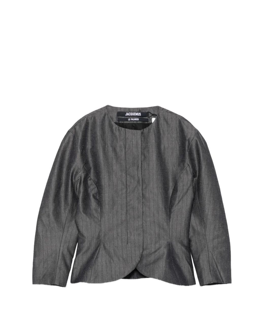 Jacquemus Gray Pinstripe-Pattern Peplum Jacket