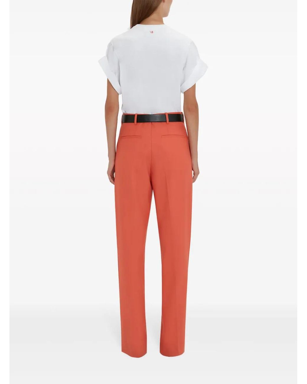Victoria Beckham Red Straight Trousers