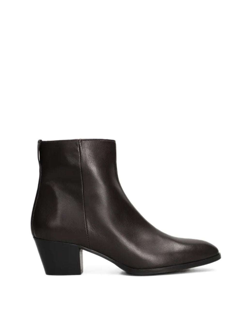 Evaluna Black Calf Leather Ankle Boots