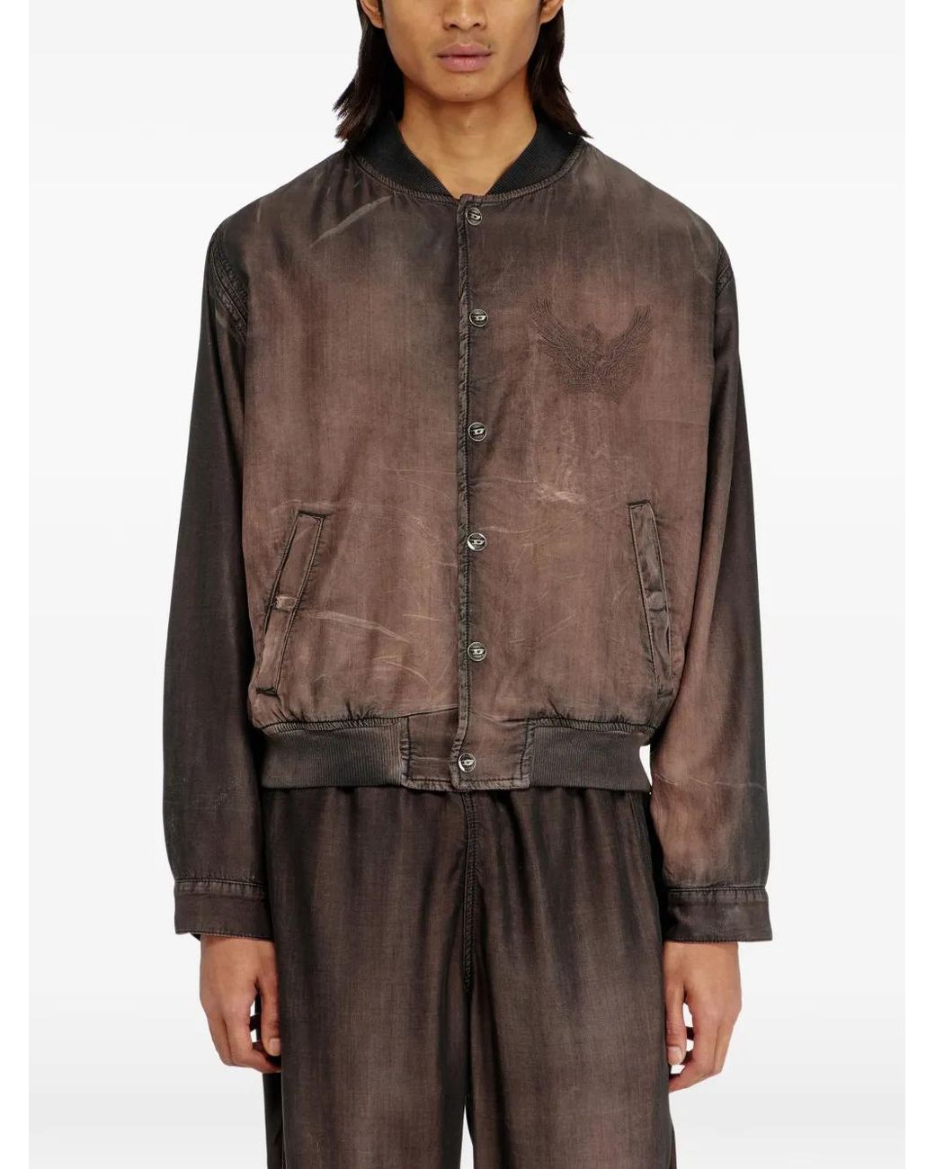 DIESEL Brown Embroidered Phoenix Bomber Jacket for men