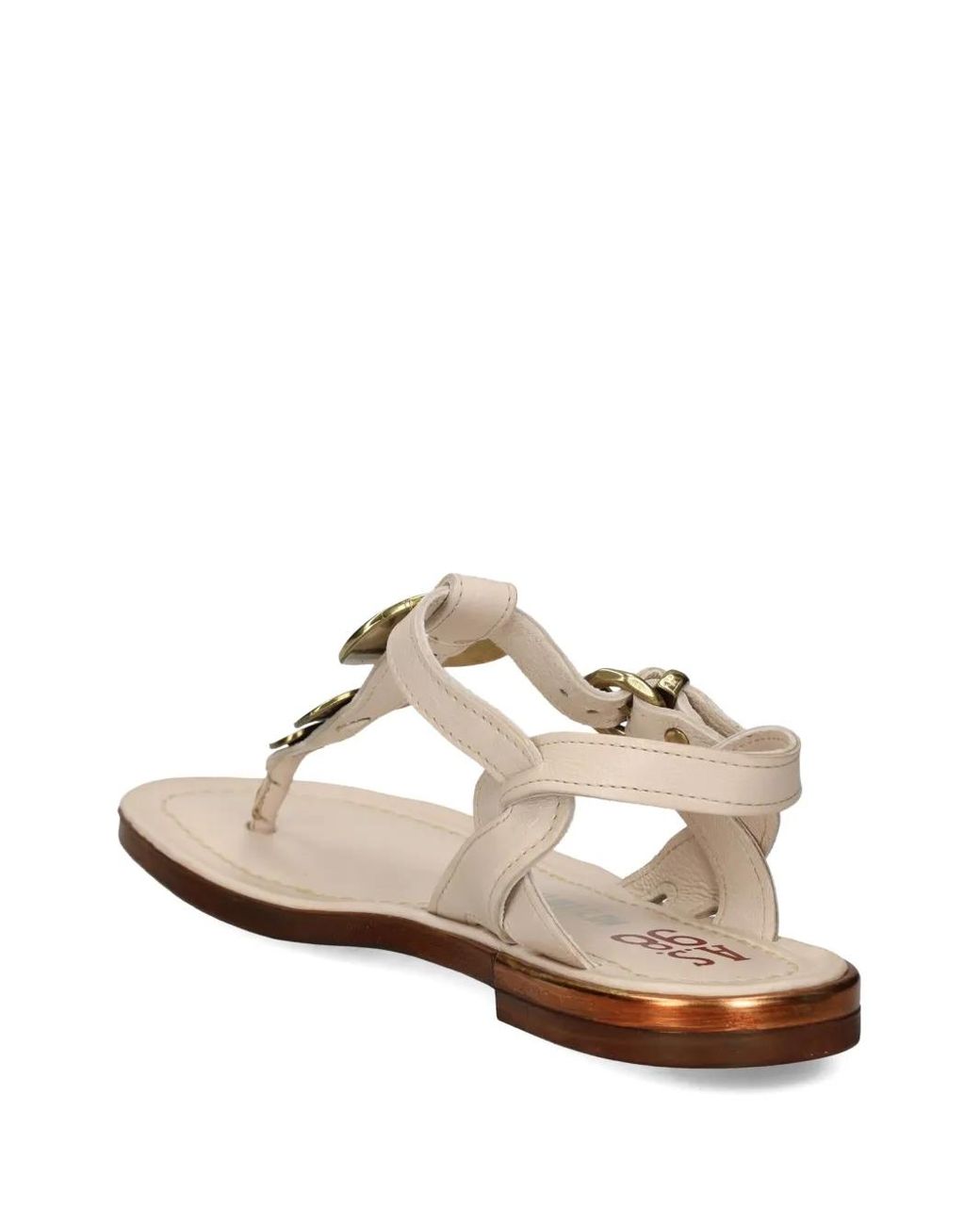 A.s.98 White T-Strap Leather Sandals