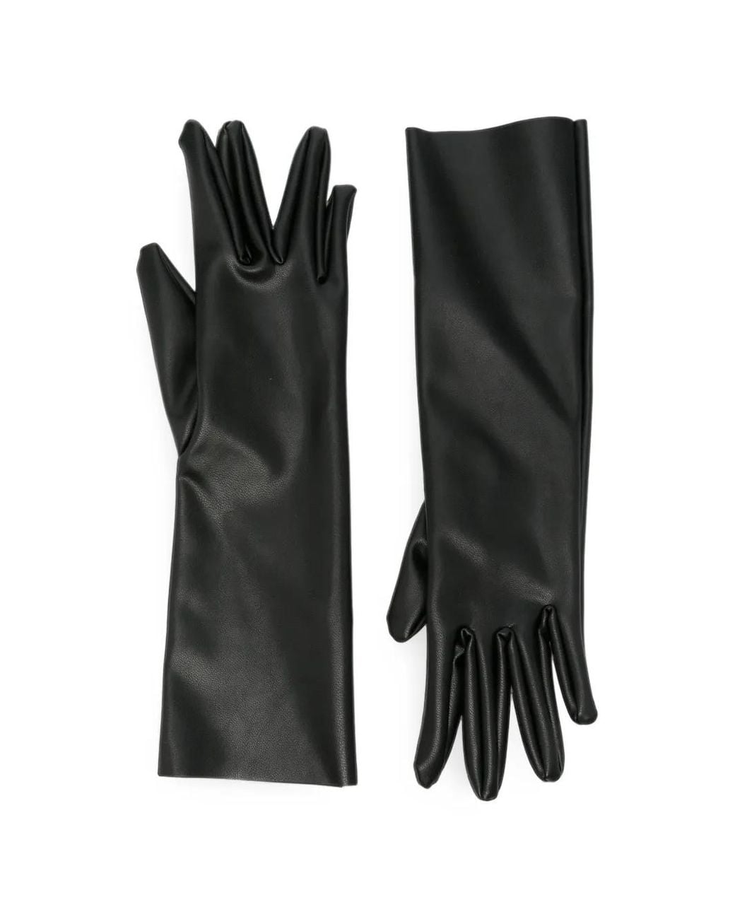 Norma Kamali Black Grained-Effect Gloves