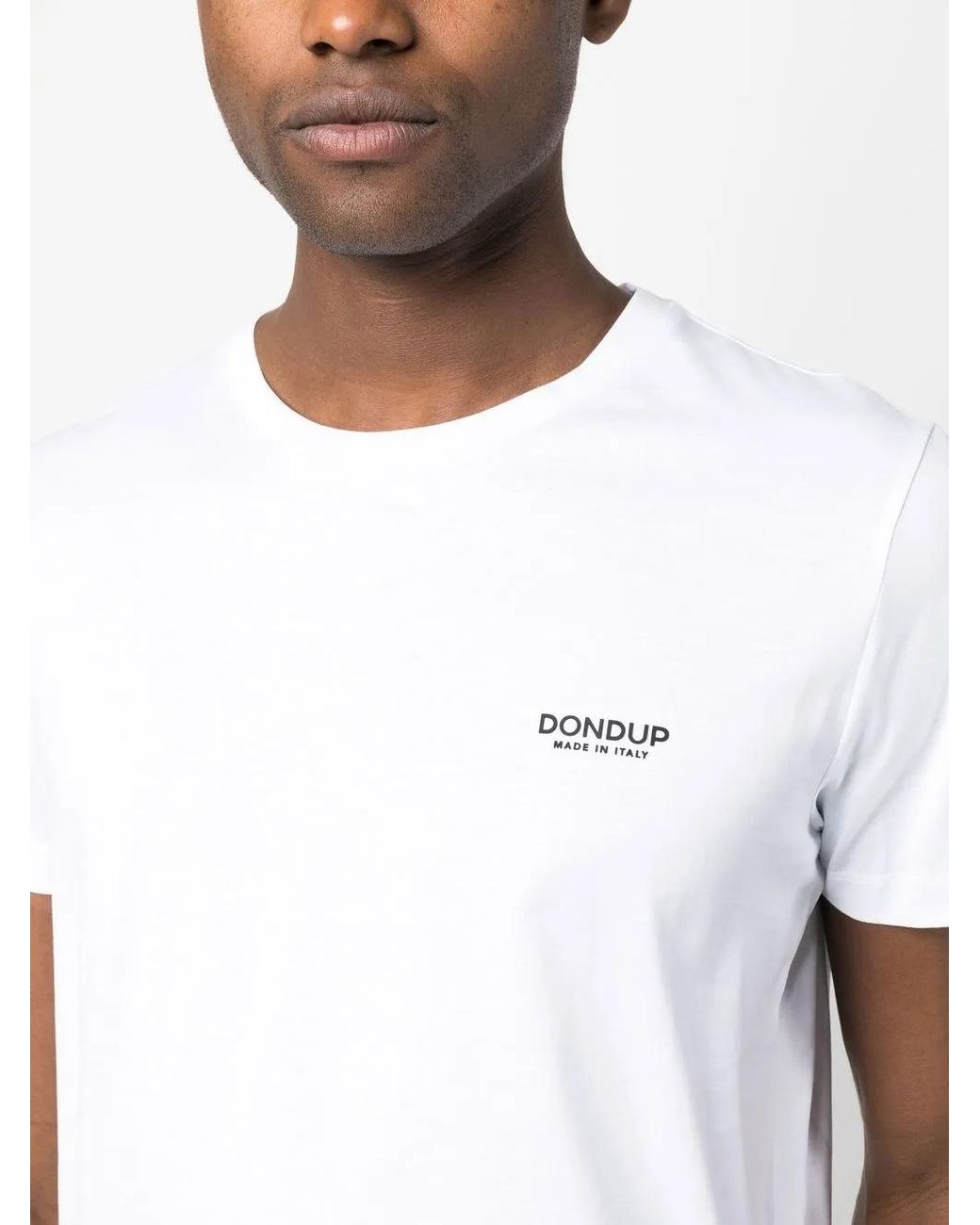 Dondup White Chest Print Logo T-Shirt for men