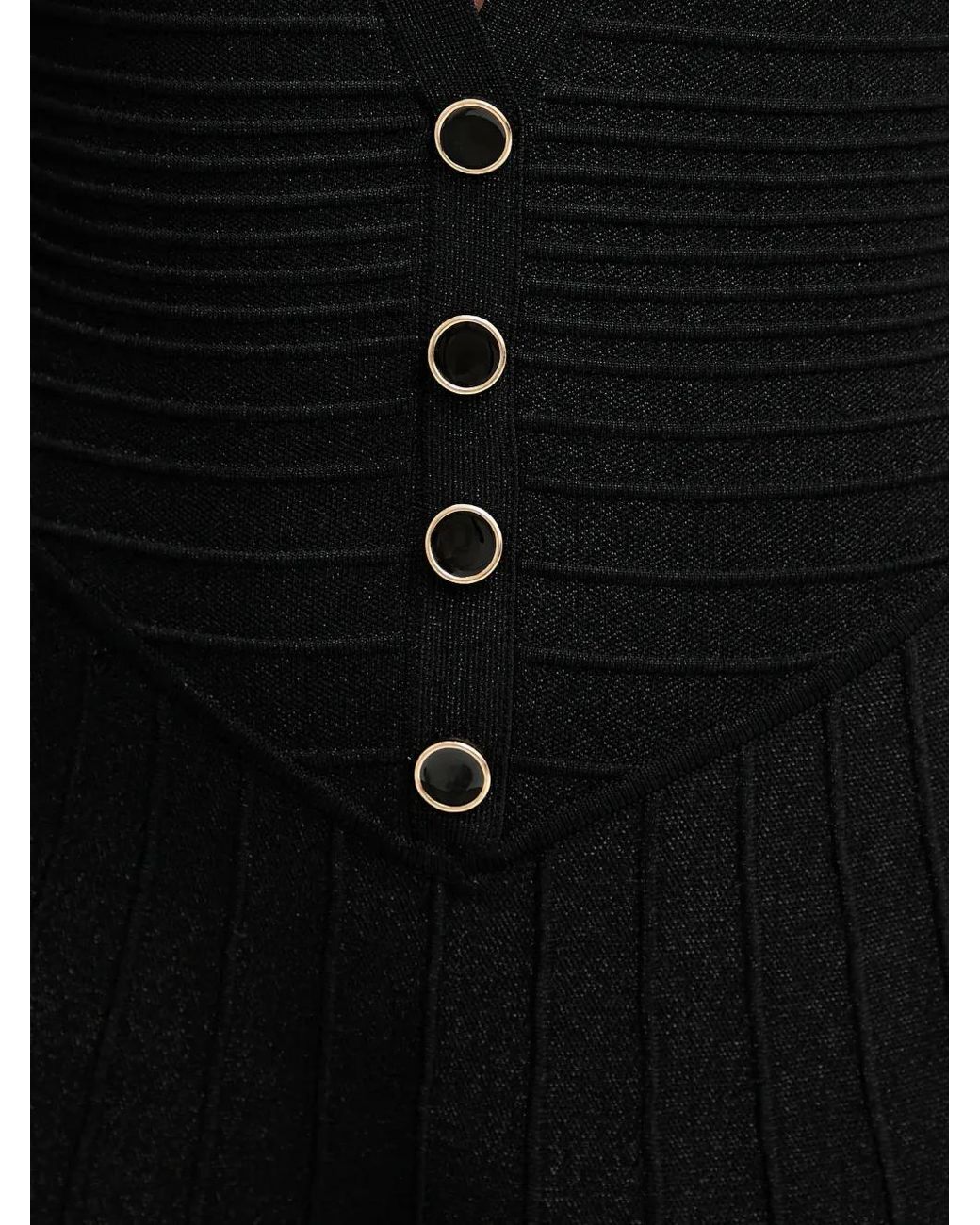 Vestido Cinzia corto con botones retroféte de color Black