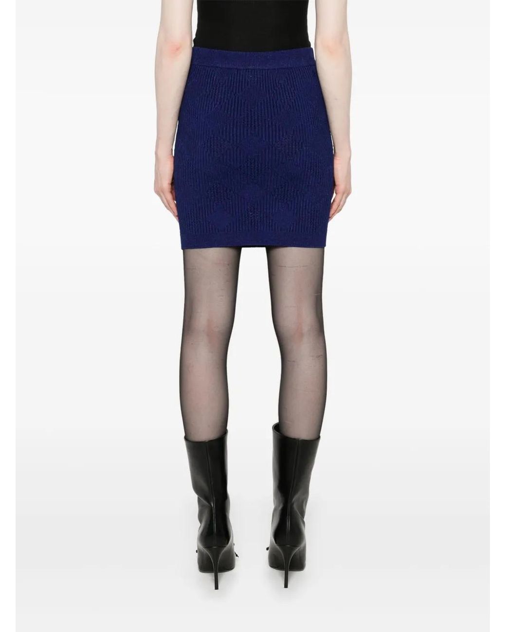 Balmain Gebreide Mini-Rok in het Blue