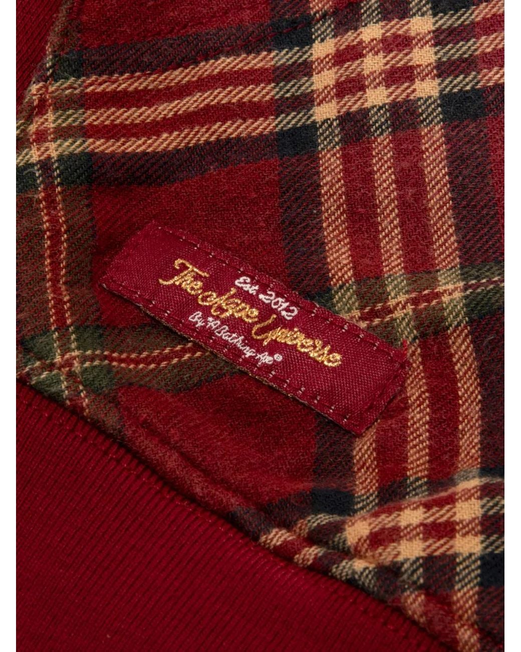 A Bathing Ape Red Tartan Appliqué Hoodie