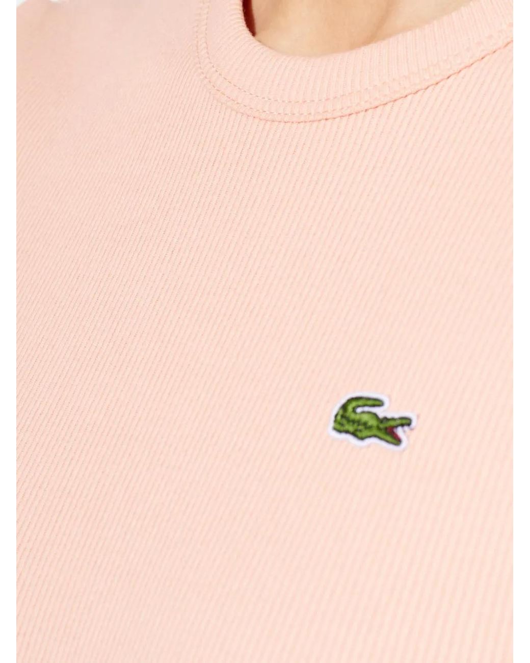 Lacoste Pink Slim Fit Ribbed Cotton T-Shirt